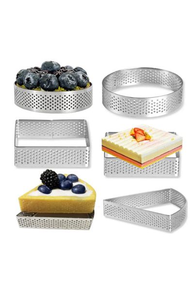 Nar kalıp Narkalıp Square, Round and Triangular Hole Tart Mold 6 Pieces