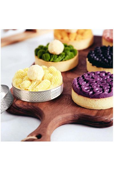 Nar kalıp Narkalıp Square, Round and Triangular Hole Tart Mold 6 Pieces