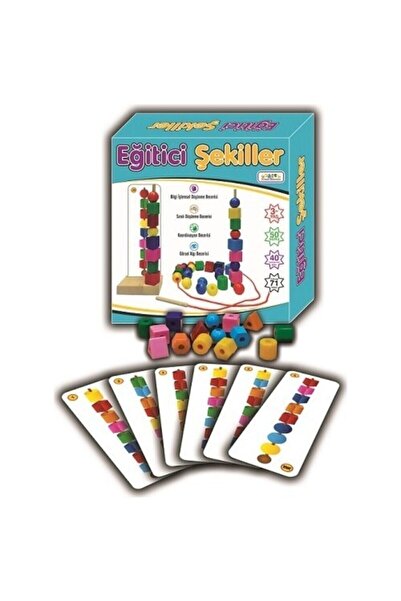 Zekice أشكال تعليمية خشبية - سلسلة وحامل أشكال هندسية