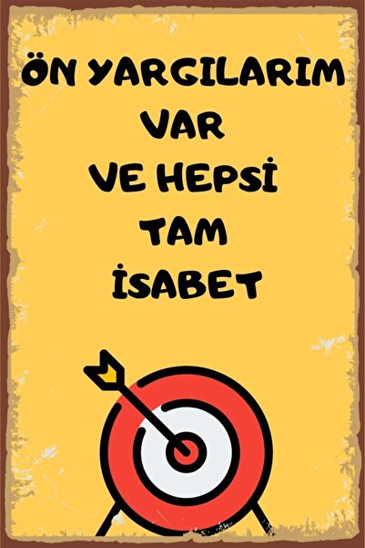 Hayal Poster Duvar Yazıları Ön Yargılarım Retro Ahşap Poster
