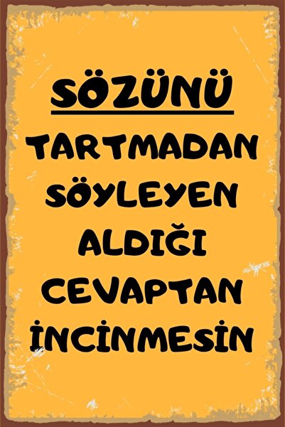 Hayal Poster Duvar Yazıları Sözünü Tart Retro Ahşap Poster