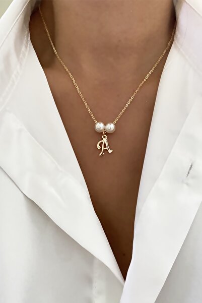 Clare's Store Pearl Detail Letter Necklace Letter A