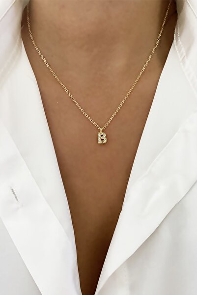 Clare's Store Ince Zincir Zirkon Taşlı Harf Kolye B Harfi