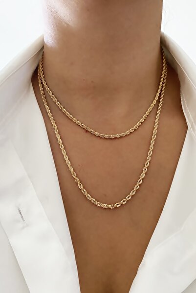 Clare's Store صف مزدوج تويست سلسلة قلادة ذهبية