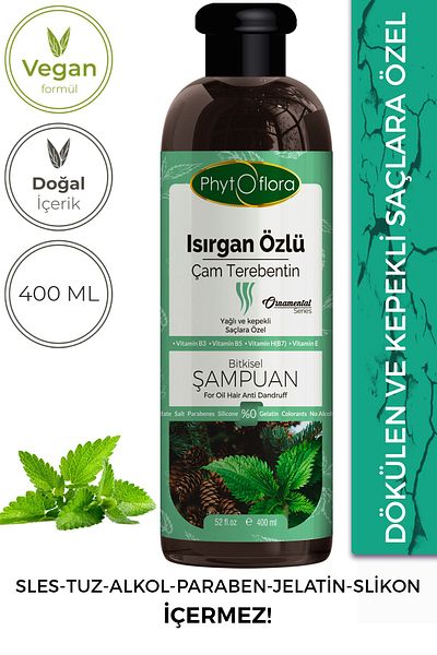 Phytoflora Salt-Free Vegetable Shampoo with Nettle Extract Special for Oily and Dandruffed Hair 400ml