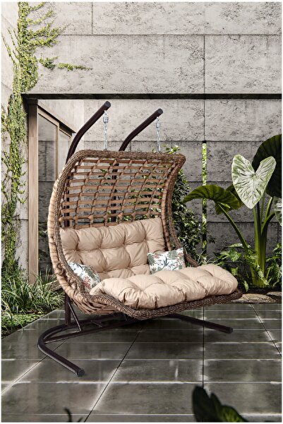 Capri Swing Bodrum Double Salıncak Açık Kahve