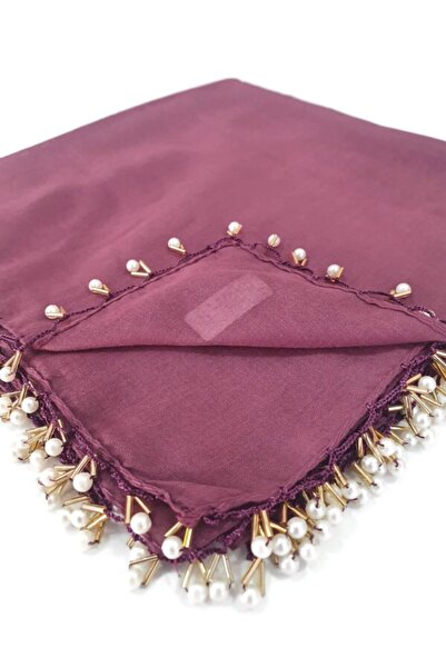 BENLİ Inci Boncuklu Gold El Oyalı Eşarp Yazma 100x100cm