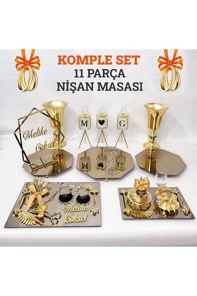 ZEKAAVM Complete Set Promise Engagement Presentation Table Set Jardinyer Candlestick Metal Vase Tray Full Organization Set