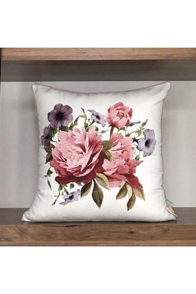 KIRLENTİM E943 Digital Printed Double Sided Patterned Throw Pillow Cover with Piping Edges