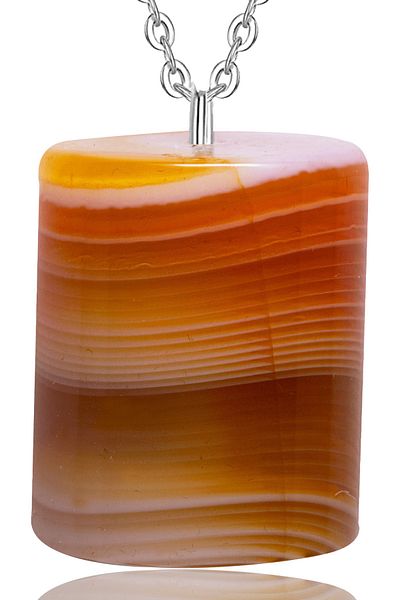 Tesbih Atölyesi Orange Patterned Agate Stone Certified Necklace
