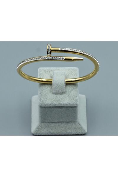 Rosee Boutique سوار نسائي بمشبك ذهبي على شكل مسمار من حجر الصلب