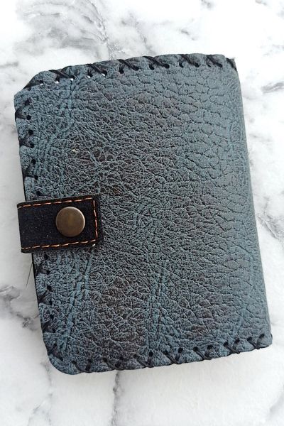 Fildişi Aksesuar Blue Vegan Leather - Women's Handmade Wallet, Cute with Girl Image