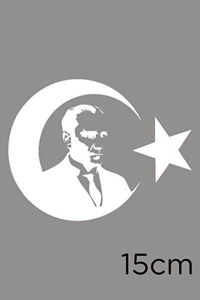MIGNATIS 15 cm White Turkey Moon Star and Ataturk Sticker Sticker Paste