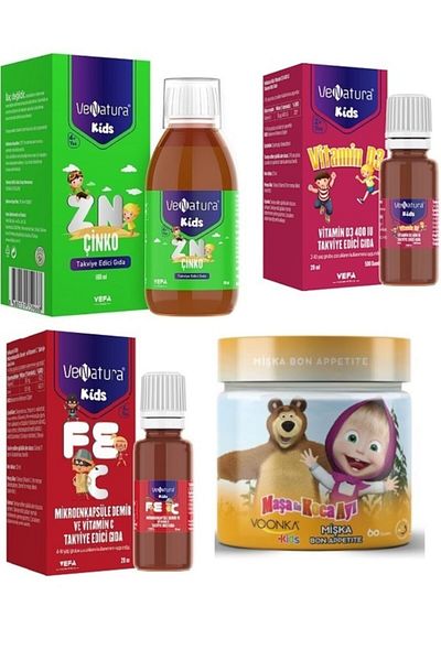 VeNatura Bon Appetite 60 Gr - Zinc 100 Ml, D3 400 Iu 20ml, Iron and Vitamin C. 20 Ml, Powder Form