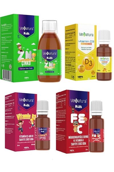 VeNatura 100 Ml Zinc + D3 1000 Iu + D3 400 Iu + Iron and Vit. Drops 20ml