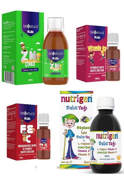 VeNatura Nutrigen Fish Oil - Zinc 100ml, D3 20ml, Drop 20ml, Iron C Vit. 250ml