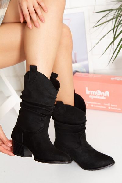 irmona Κοντές μπότες Tokyo Complete Black Luxury Suede Bellows Dallas