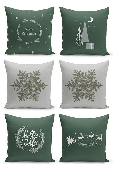 Filamente 6-Piece Throw Pillow Cover Set New Year's Eve Christmas Pattern Double-Sided Digital Printed