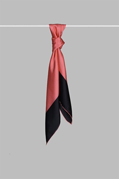 ARMANDA Framed 100% Twill Silk Scarf - Black-coral