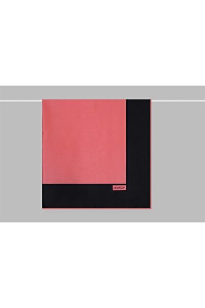 ARMANDA Framed 100% Twill Silk Scarf - Black-coral