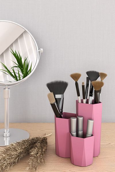 APEXEL Makeup Organizer And Brush Holder Multi-Purpose Organizer Candy Pink