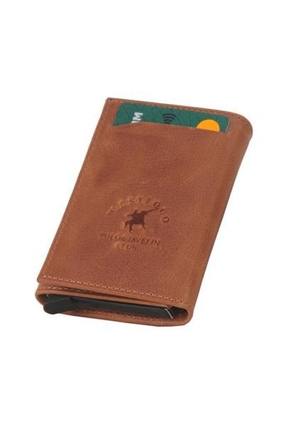 TREND West Polo Mechanismed Card Holder Genuine Leather Grazy Tan 5550