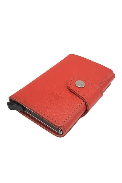 TREND West Polo Mechanism Card Holder Genuine Leather Red 5510