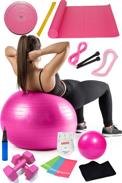Jet 15 Piece Pilates Set Ball Pilates Band Dumbbell Mat Jump Rope Twister Aerobic Belt Yoga Ring Pmb