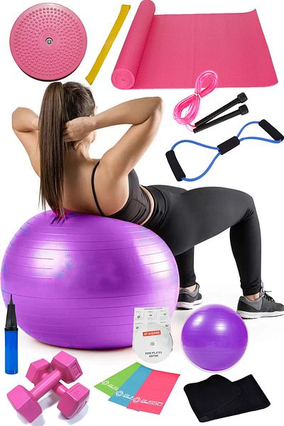 Jet 15 Pilates Set Ball Pilates Band Dumbbell Mat Jump Rope Twister Aerobic Belt Resistance Band