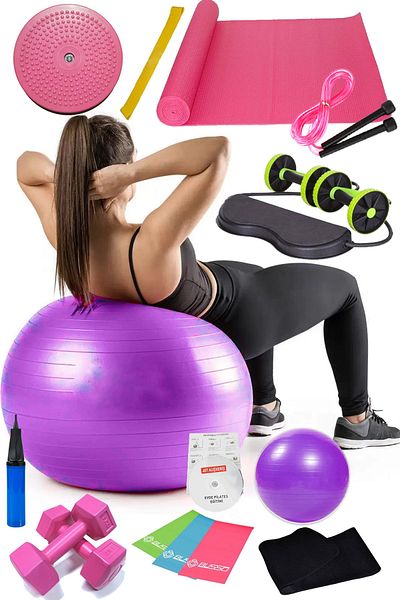 Jet 15 Pilates Set Ball Pilates Band Dumbbell Mat Jump Rope Twister Aerobic Belt Revoflex Purple