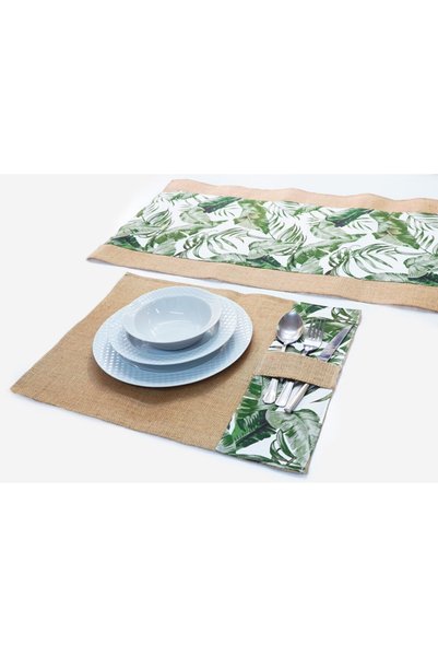 Viemso Jüt Runner, 6 Adet Amerikan Servis Set, Yaprak Desenli