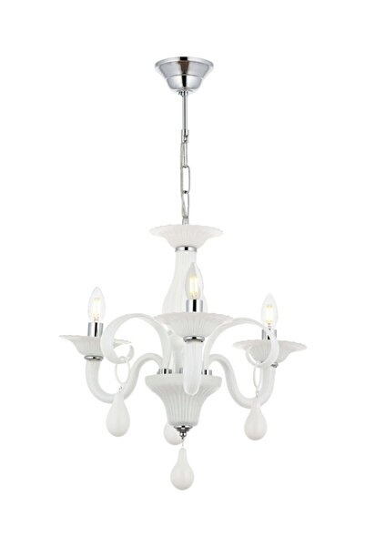 Tavcam Şirin 3 Kollu Beyaz Renk Cam Kol Avize