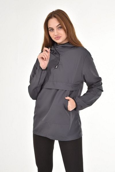linnex Unisex Γκρι Λεπτό Αδιάβροχο Καγκουρό Τσέπης