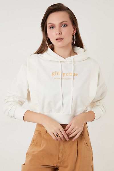 Lela Printed Hooded Cotton Crop Sweat Women's Sweat 6001041