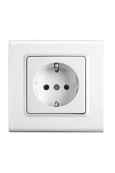 VİKO Linnera White Single Frame Grounded Socket - 1Pcs