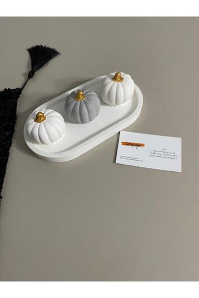 Orange Atelier Decorative Oval Concrete Figurine Plate Jewelry Plate & 3-Piece Concrete Figurine Gourd