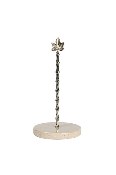 mar&more Beige Marble Coral Figured Towel Holder - Silver Color