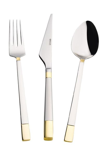 Emsan Elegance Duru Gold 84 Piece Luxury Boxed Fork Spoon Knife Set for 12 Persons