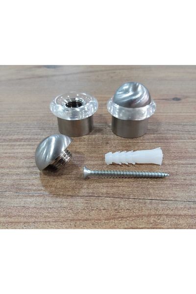 ARON (2 Pieces) Sealed Floor Buffer Inox 3.5cm Height Floor Mounted Door Stopper