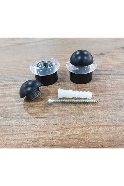 ARON (2 Pieces) Sealed Floor Bumper Black 3.5cm Height Floor Mounted Door Stop