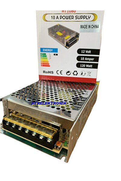 ATAELEKTRONİK Metal Kasa 12v 10a 12 Volt 10 Amper Adaptör Şarj Şarz Aleti Cihazı Kalın Metal Kasa Trafo Tırafo