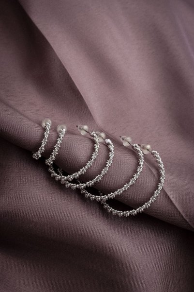 Süspüs Accessories Set of 6 Silver Hoop Earrings