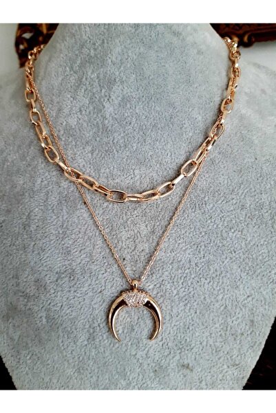 bi dünya saat aksesuar قلادة على شكل هلال مكونة من قطعتين