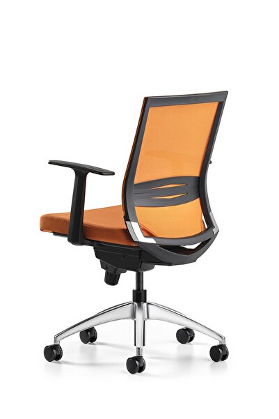 Bürotime Cozy Çalışma Koltuğu - Sabit T Kol - Alüminyum Ayak - Turuncu