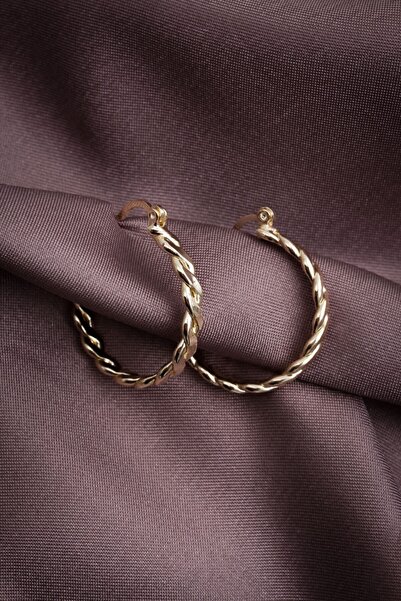 Süspüs Accessories Örgü Model Gold Halka Küpe