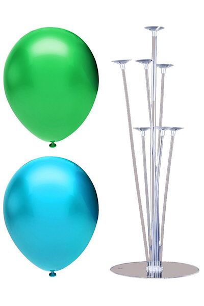 BEST PARTİ DOĞUM GÜNÜ PARTİ SÜSLERİ 7 Stick Balloon Stand + 7 Balloons (Light Blue - Dark Green)