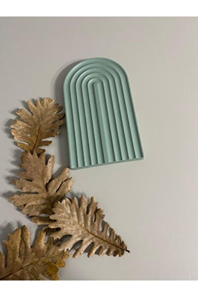 Orange Atelier Dekoratif Geometrik Çizgili Beton Tabak Beton Takı Tabağı Mum Tabağı Organizer