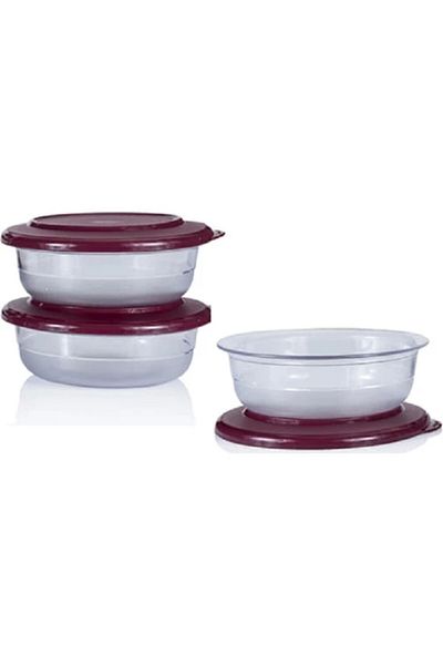 Tupperware Crystal Bowl Claret Red Set of 3
