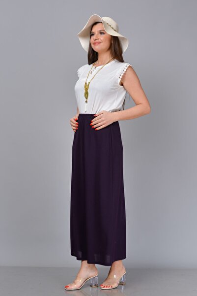 TUSSE Απλό χρώμα πλεκτό Tricot επένδυση ελαστική μέση ελαστική τμηματική υφασμένα συν μέγεθος φούστα