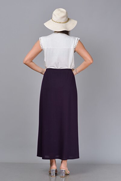 TUSSE Απλό χρώμα πλεκτό Tricot επένδυση ελαστική μέση ελαστική τμηματική υφασμένα συν μέγεθος φούστα